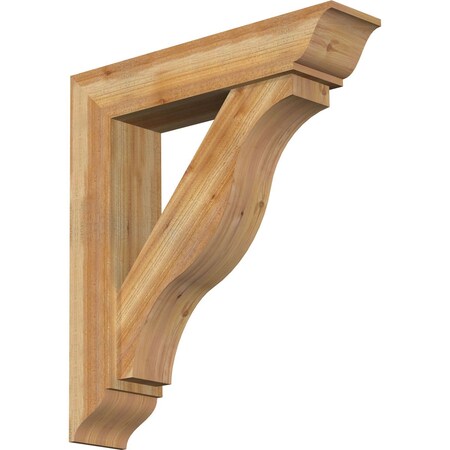 Ekena Millwork Funston Traditional Rough Sawn Bracket w/ Offset Brace, Western Red Cedar, 8"W x 36"D x 40"H BKT0806X36X40FST01RWR